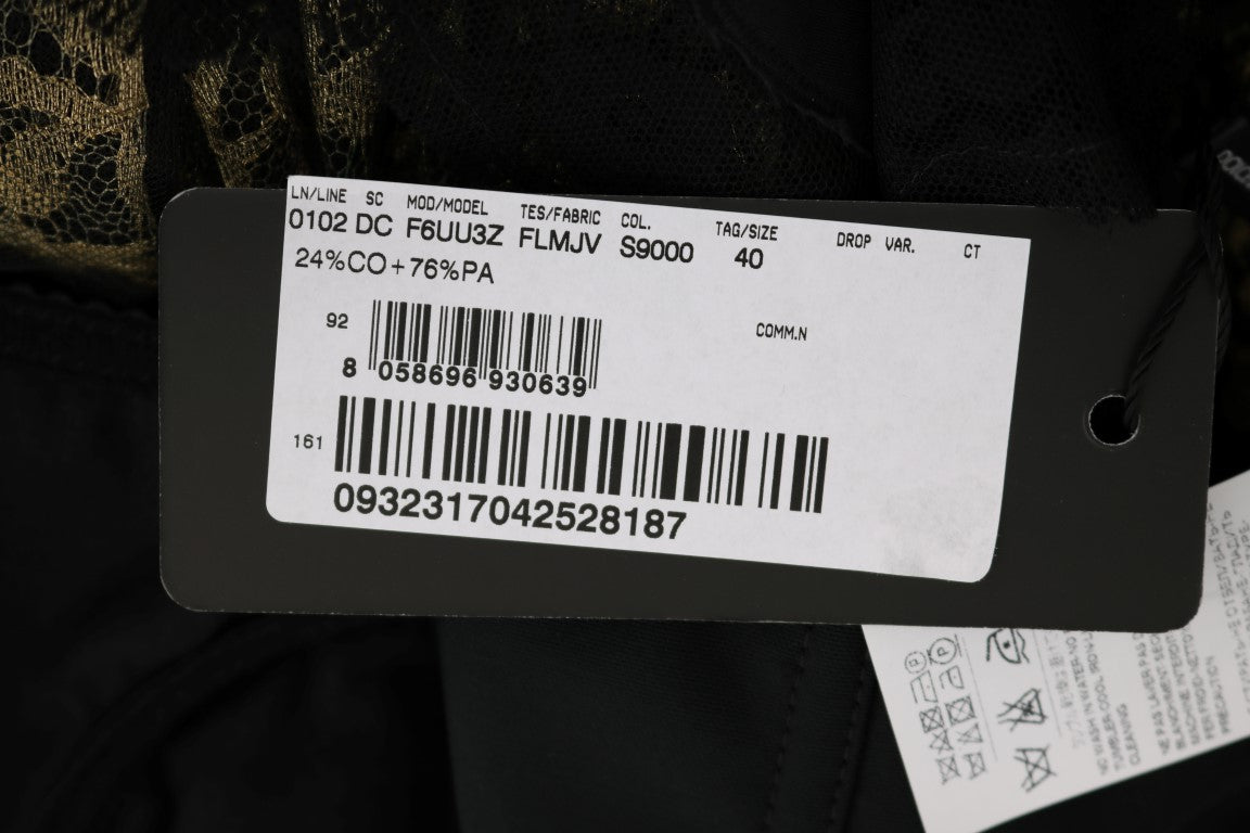 Black Yellow Crystal Lace Shift Dress - coffeewithmee2Dolce & GabbanaP1966S