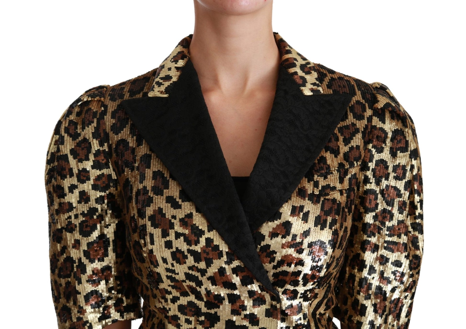 Blazer Gold Leopard Sequined Jacket - coffeewithmee2Dolce & GabbanaP2944S