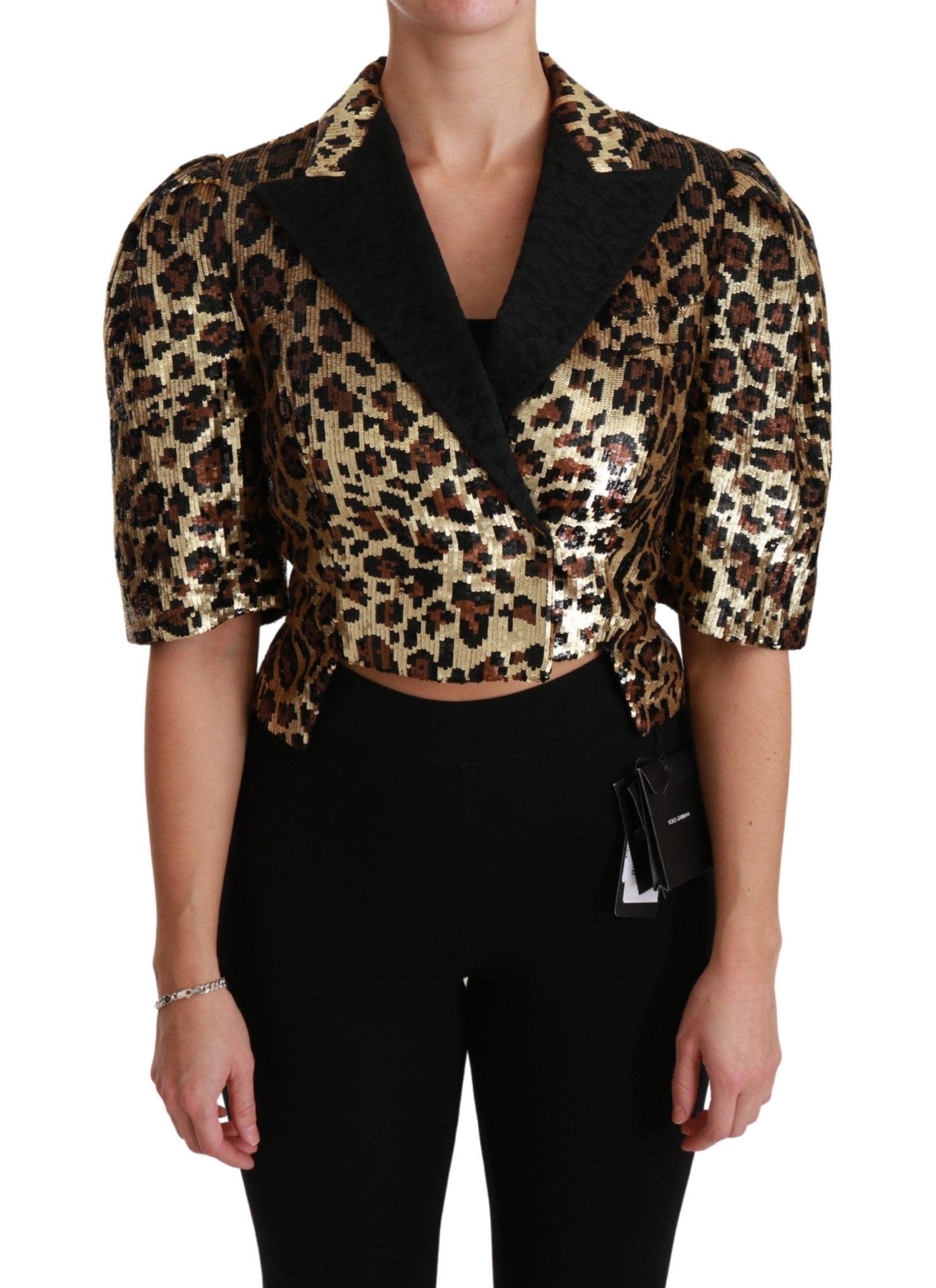 Blazer Gold Leopard Sequined Jacket - coffeewithmee2Dolce & GabbanaP2944S