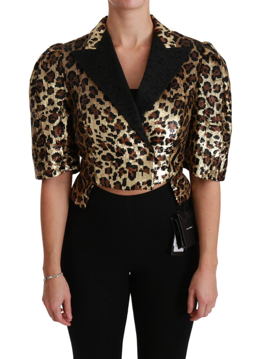 Blazer Gold Leopard Sequined Jacket - coffeewithmee2Dolce & GabbanaP2944S