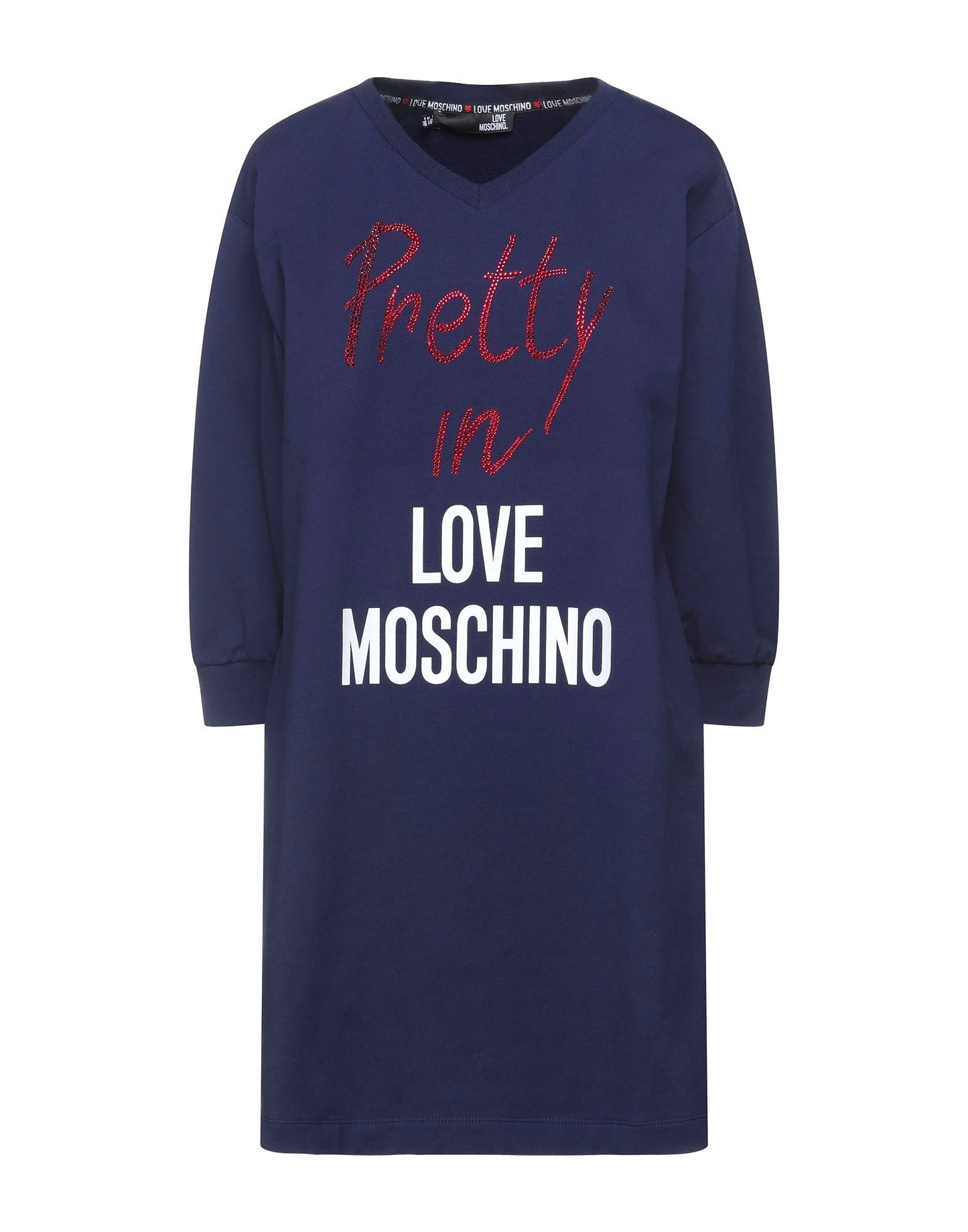 Blue Cotton V-neck Long Sleeve Dress - coffeewithmee2Love MoschinoP3760S