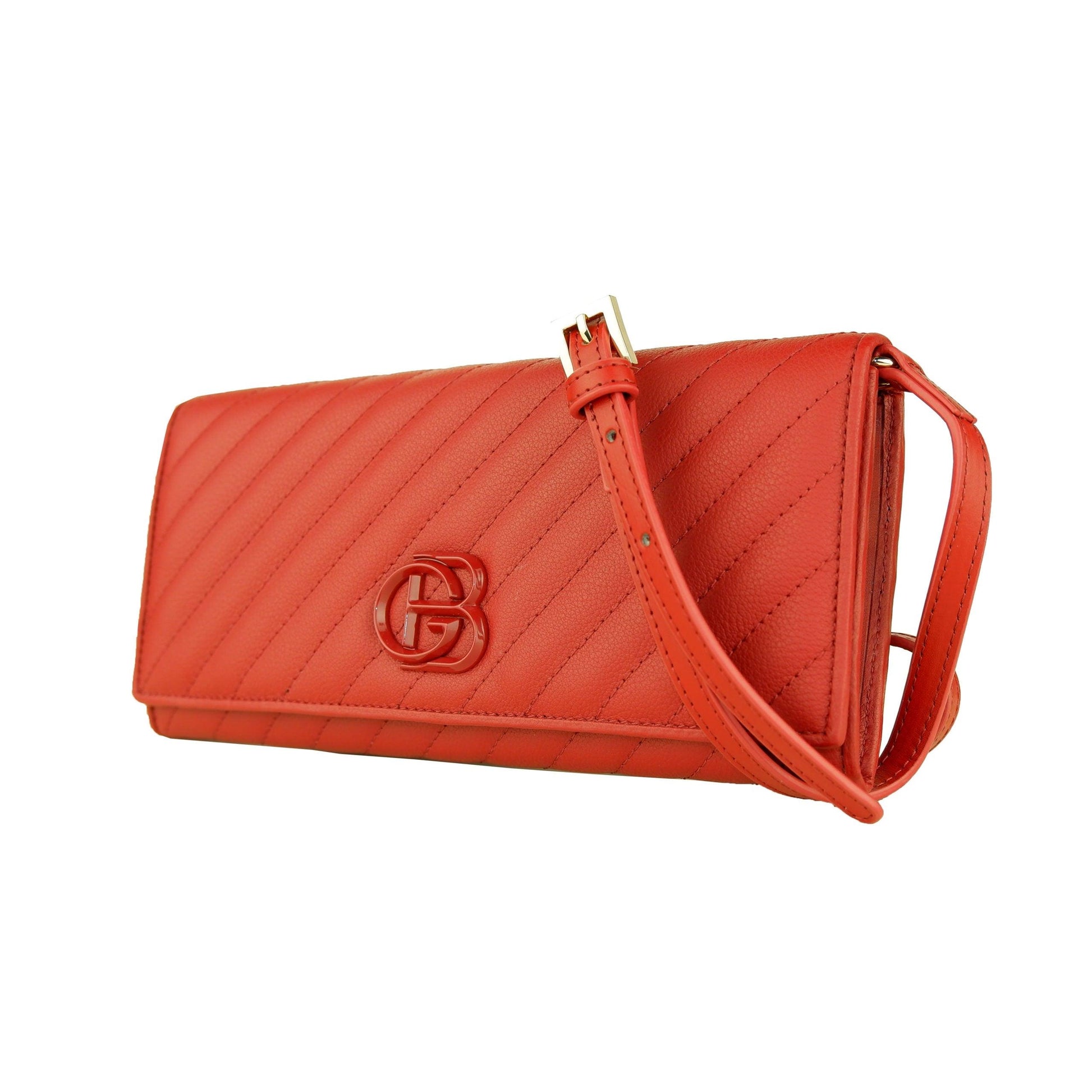 Red Calf Leather Crossbody Shoulder Bag - coffeewithmee2