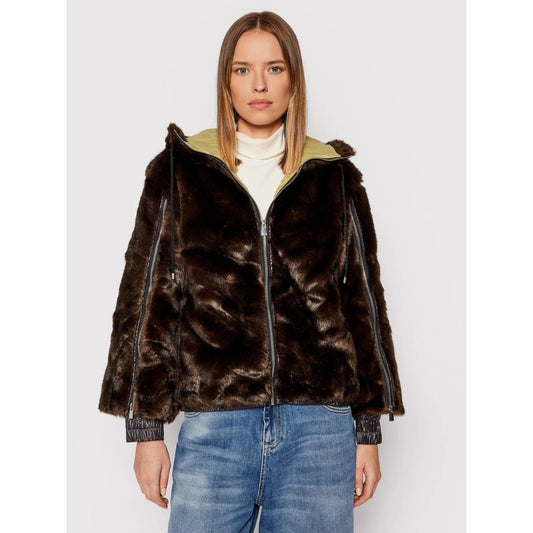 Brown Modacrylic Fur Jackets Coat