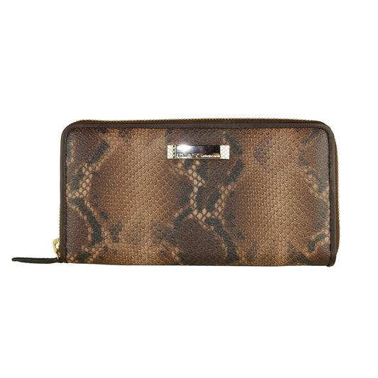 Brown Calf Leather Python Print Wallet - coffeewithmee2