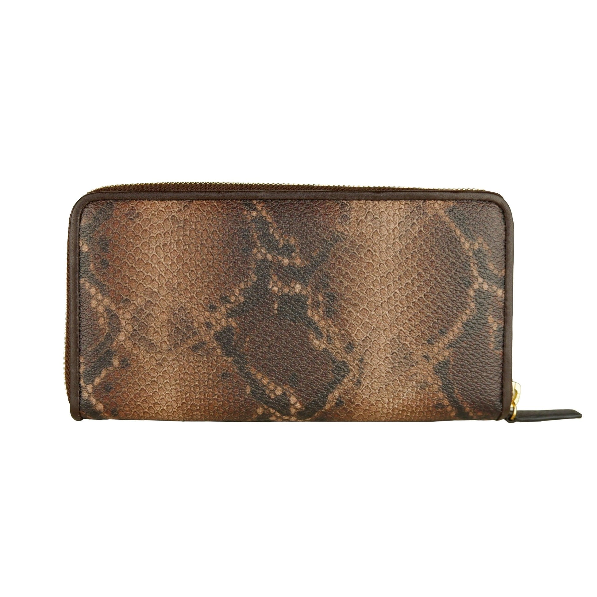 Brown Calf Leather Python Print Wallet - coffeewithmee2