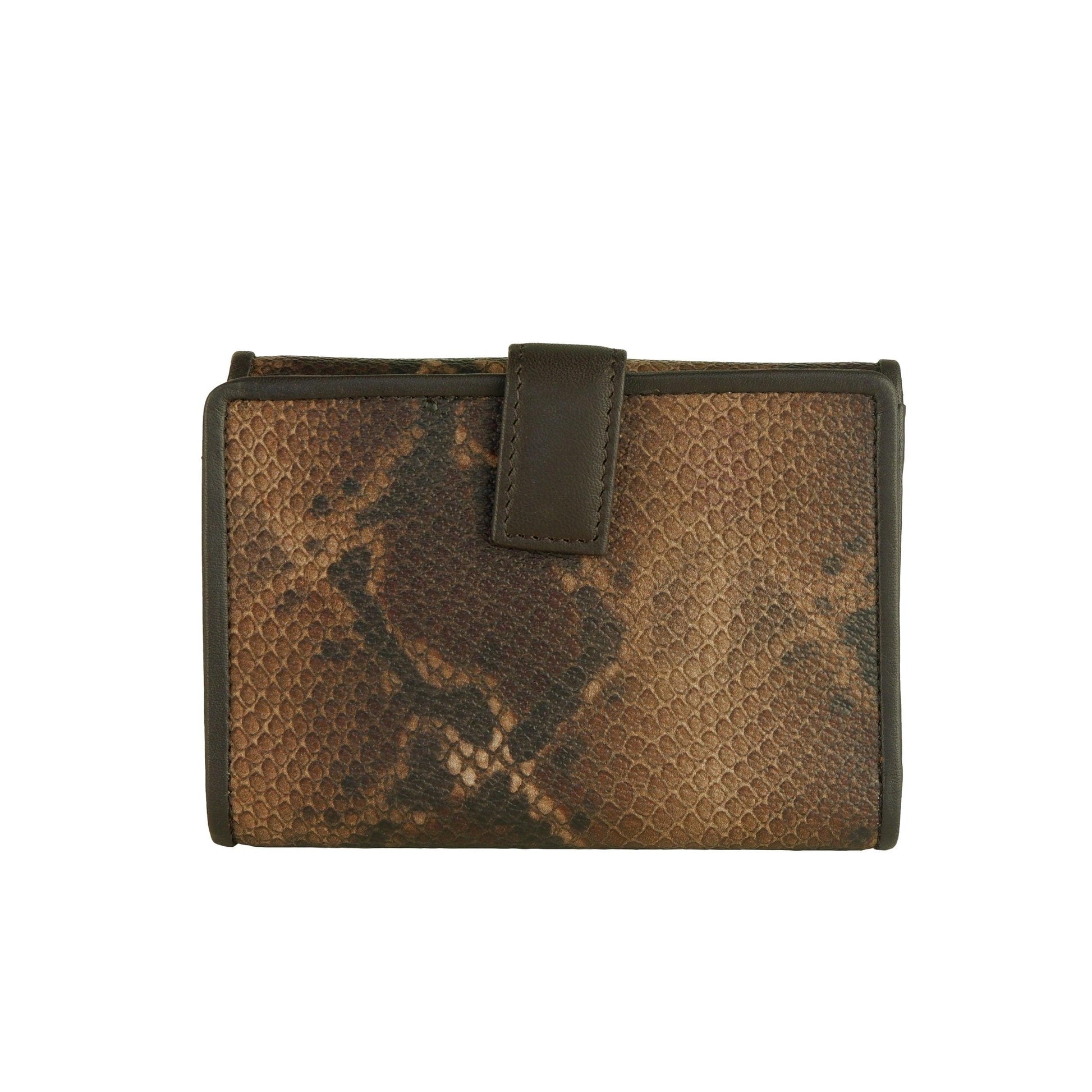 Brown Calf Leather Python Print Wallet - coffeewithmee2