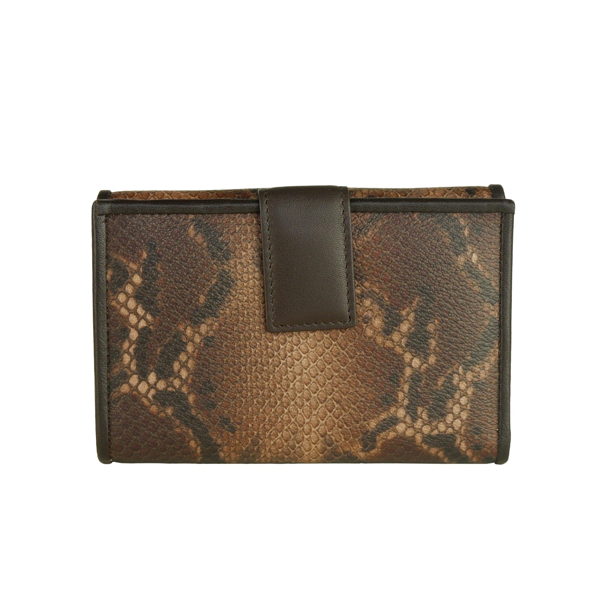 Brown Calf Leather Python Print Wallet - coffeewithmee2