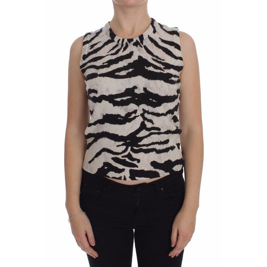 Zebra 100% Cashmere Knit Top Vest Tank Top