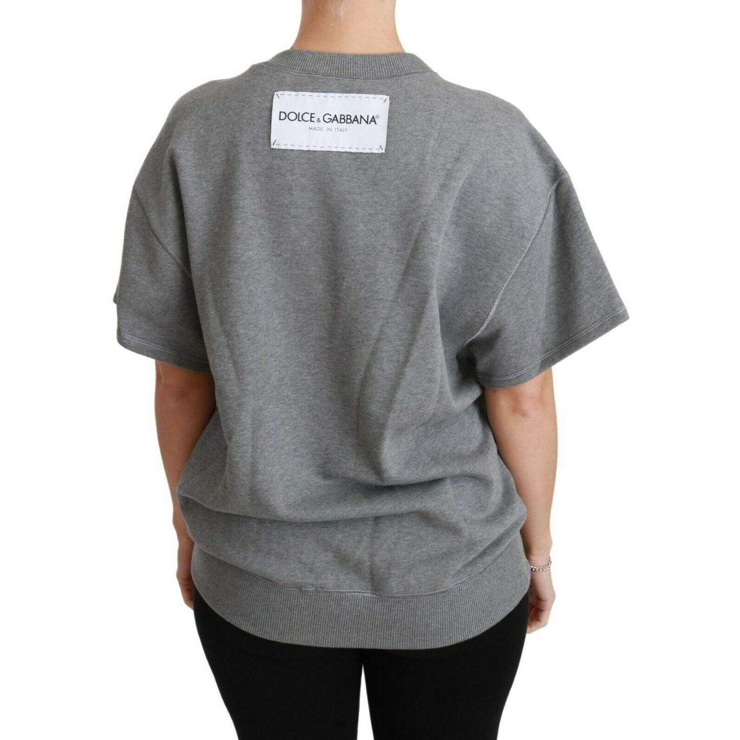 Gray Cotton Sequined Pullover Top Sweater