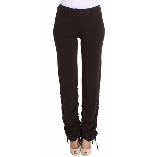 Brown Stretch Casual Trousers Pants