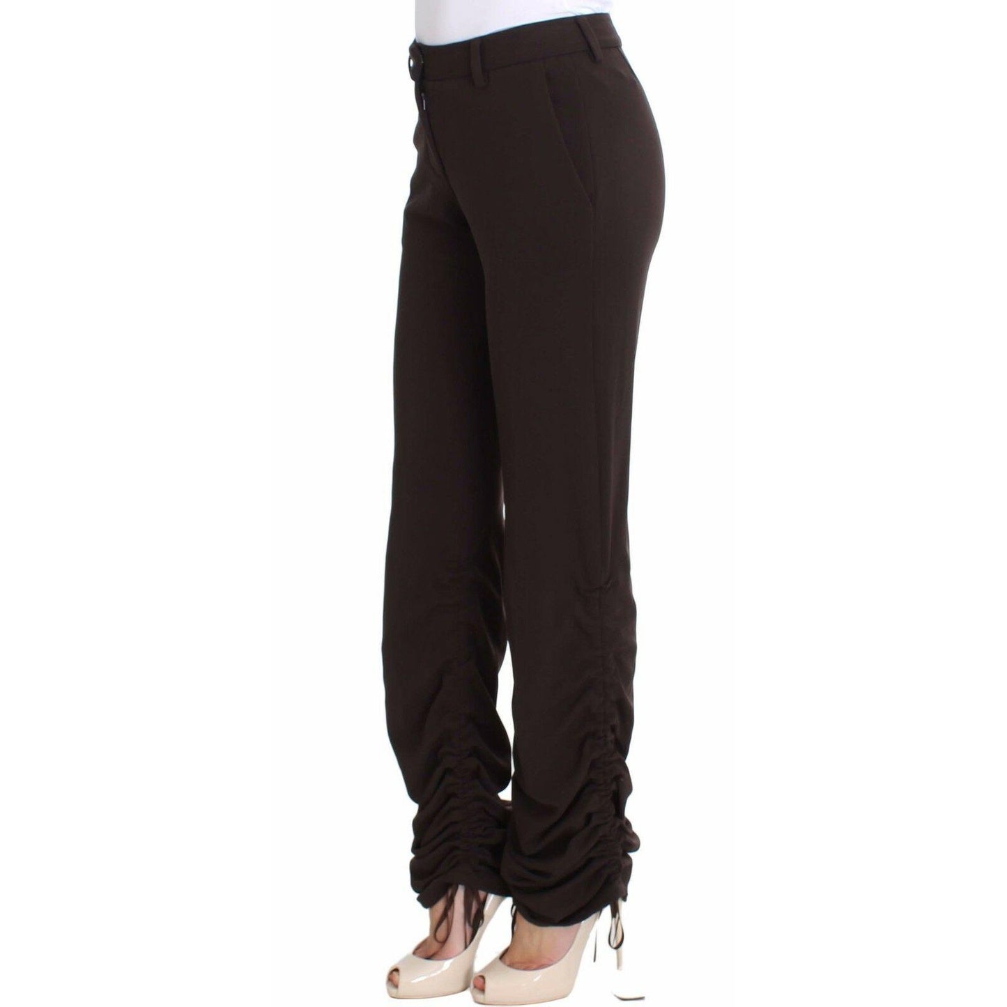 Brown Stretch Casual Trousers Pants