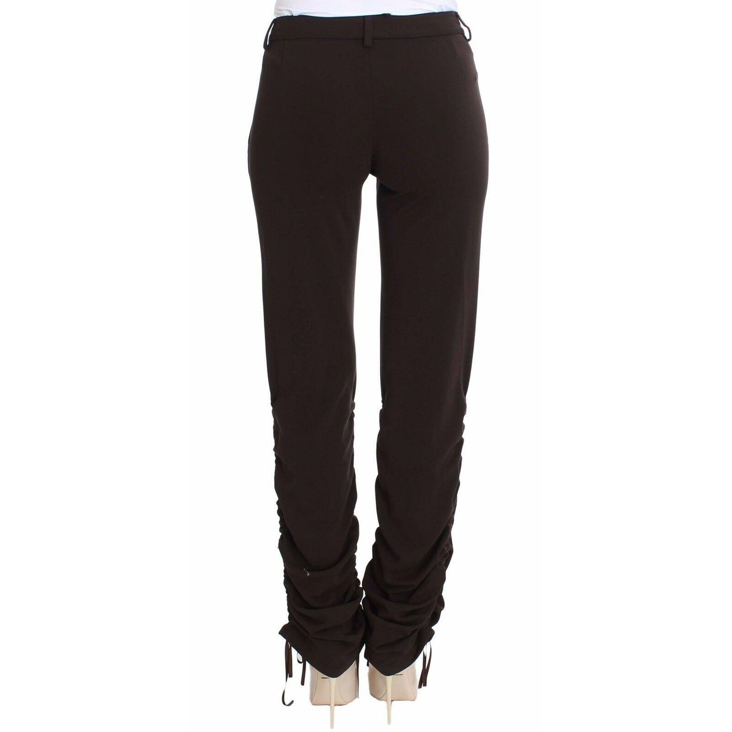 Brown Stretch Casual Trousers Pants