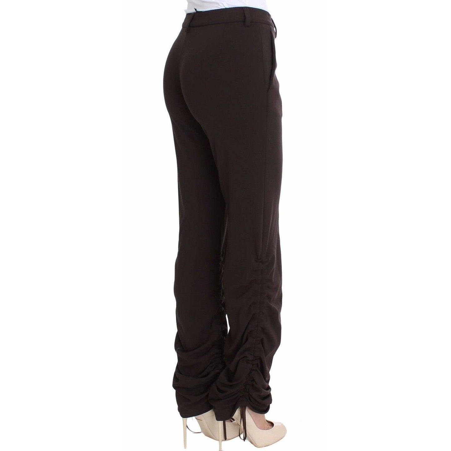 Brown Stretch Casual Trousers Pants