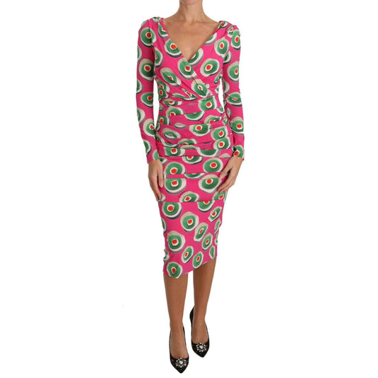 Pink Silk Cup Cake Sheath Stretch  Dress