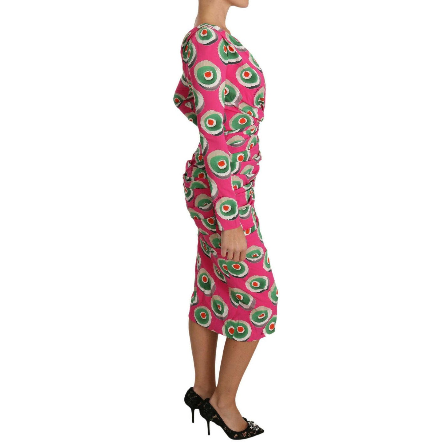 Pink Silk Cup Cake Sheath Stretch  Dress