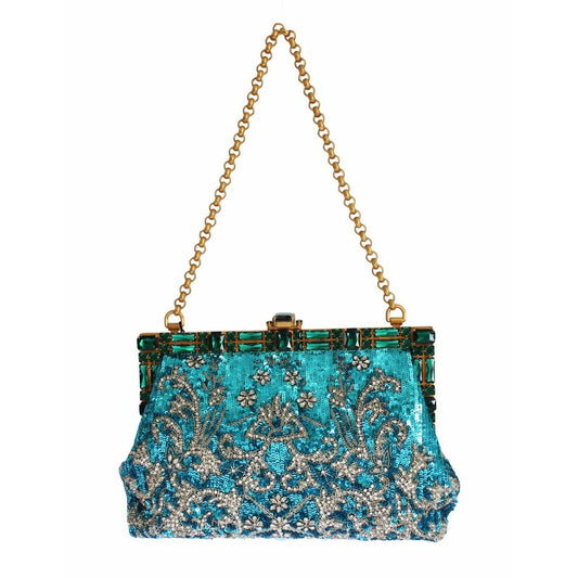 Blue Clear Crystal Gold Evening Clutch Purse - coffeewithmee2