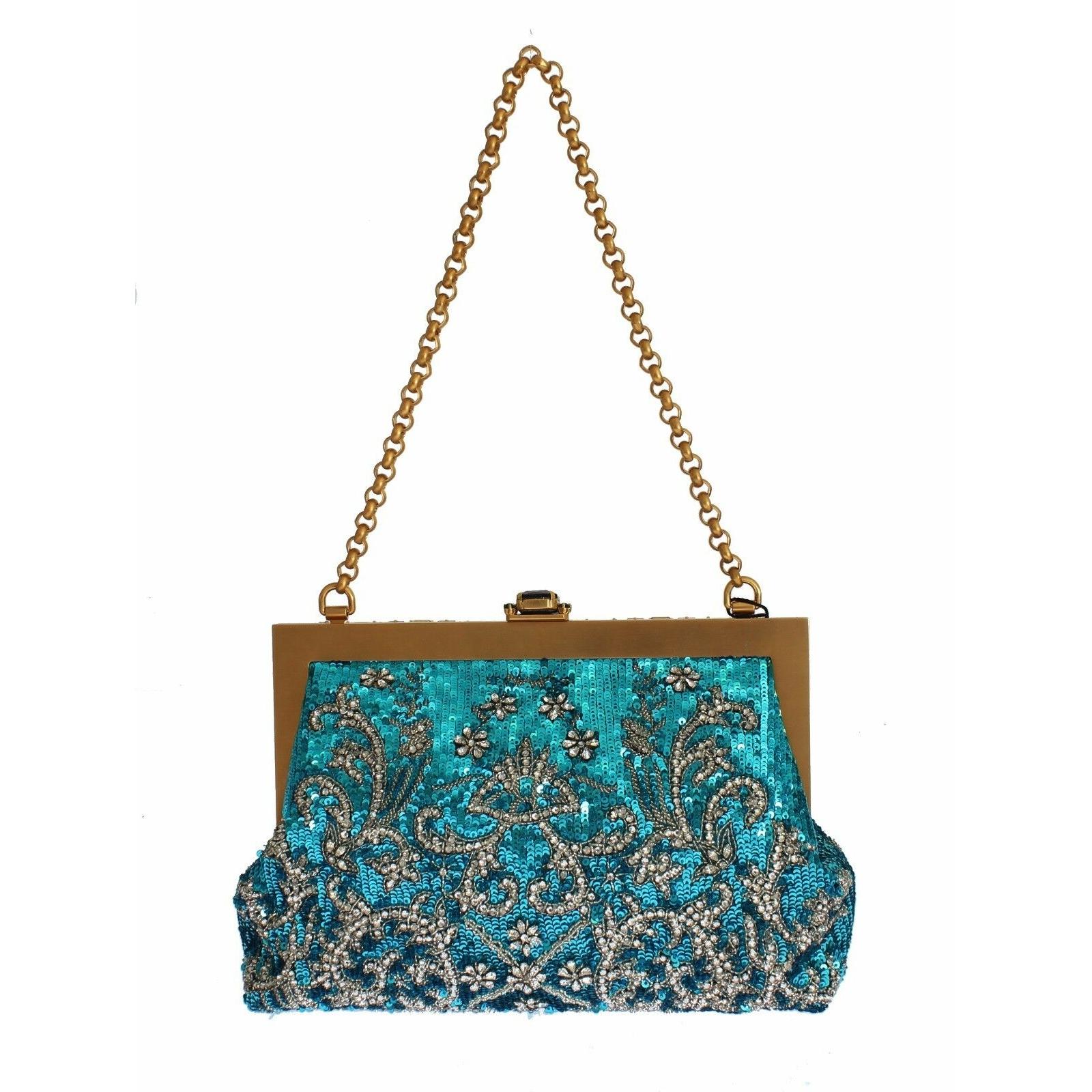 Blue Clear Crystal Gold Evening Clutch Purse - coffeewithmee2