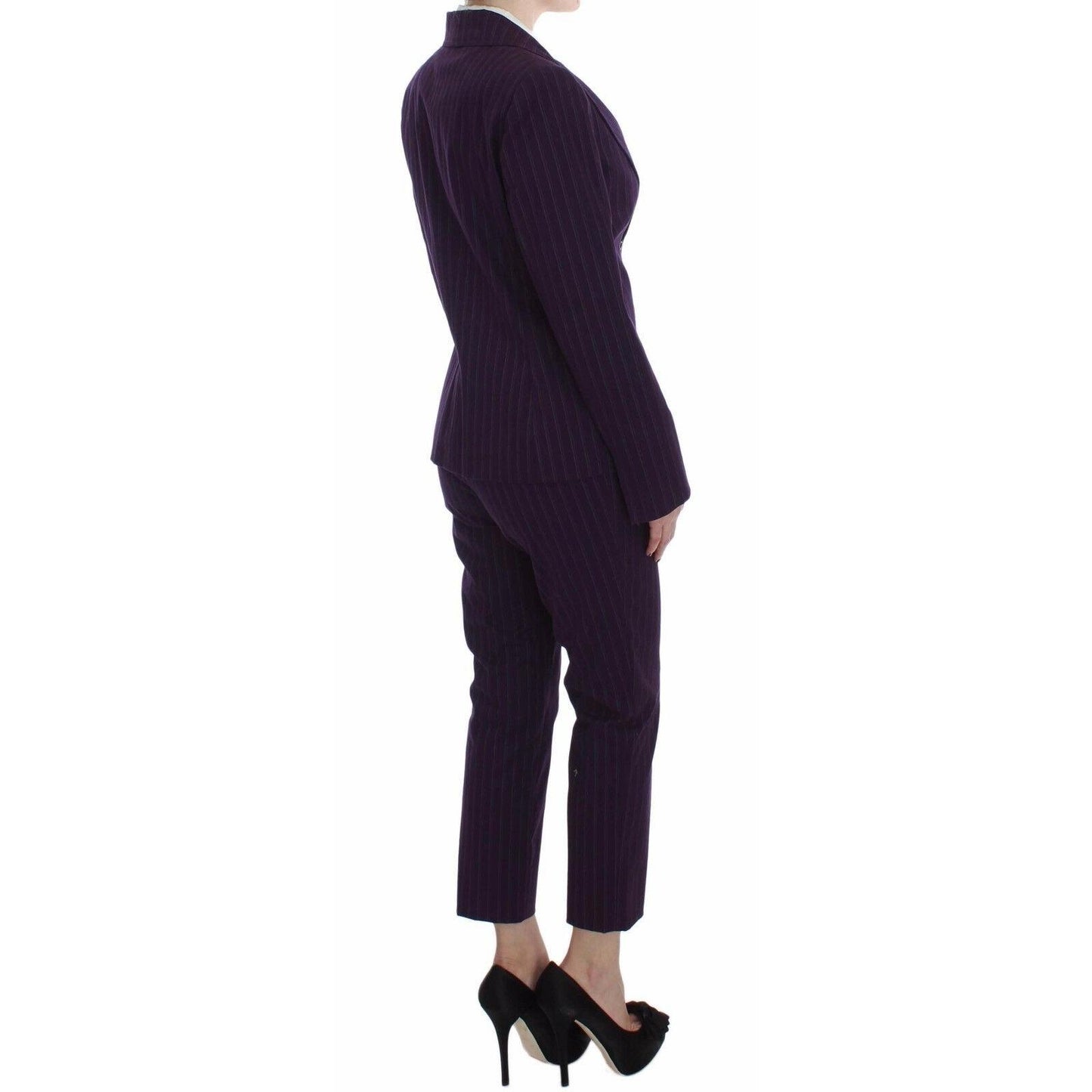 Purple Striped Stretch Coat Blazer Pants Suit