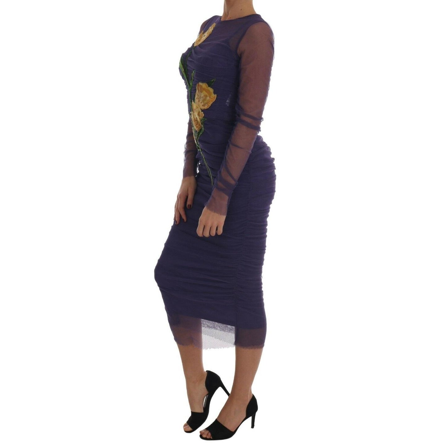 Purple Floral Tulip Stretch Sheath Dress