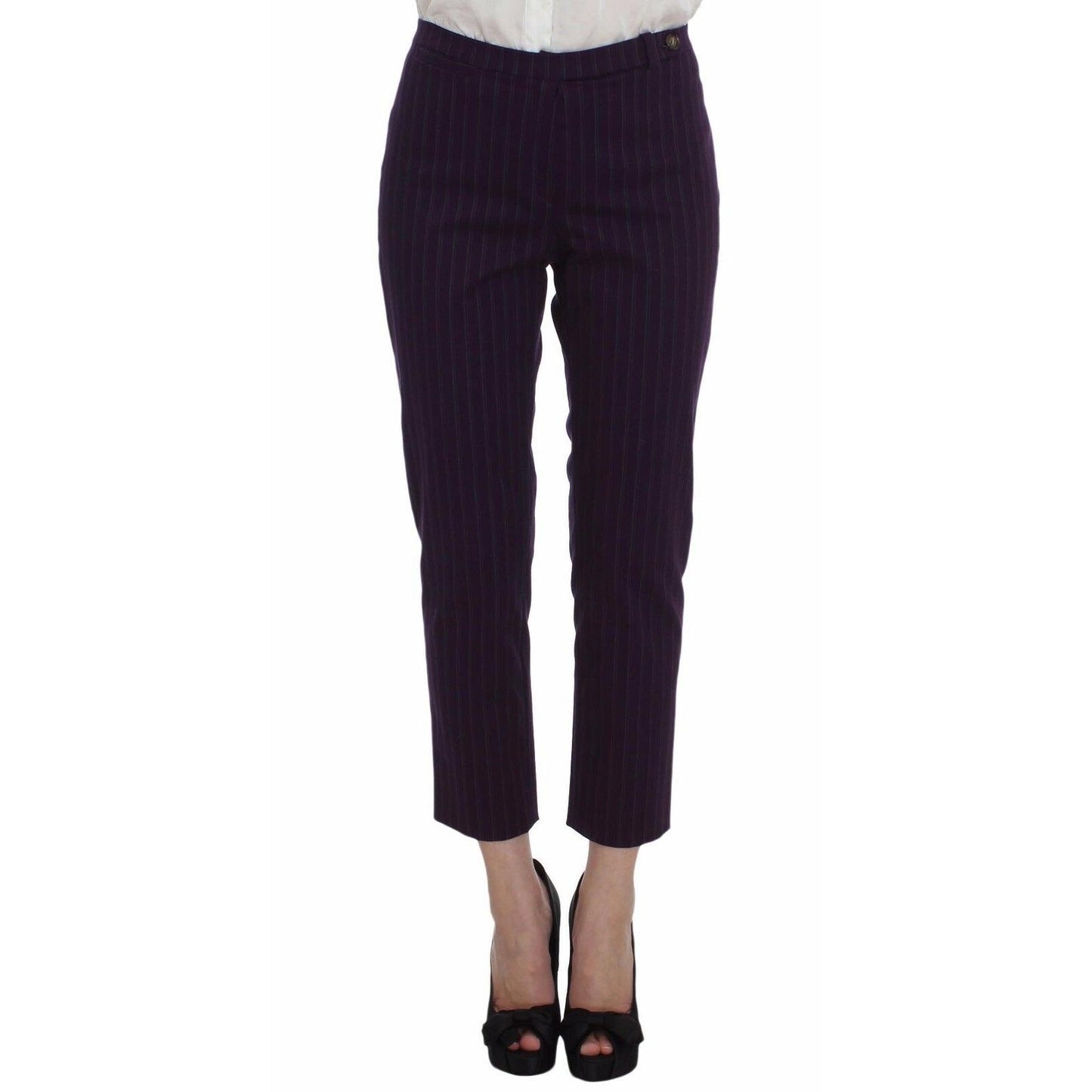 Purple Striped Stretch Coat Blazer Pants Suit