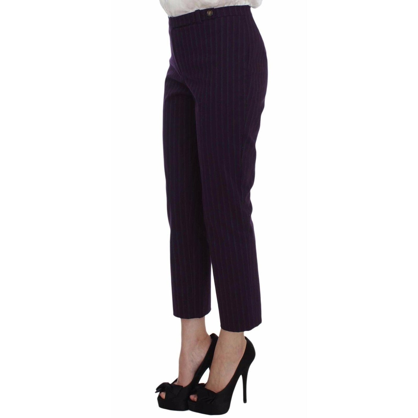 Purple Striped Stretch Coat Blazer Pants Suit