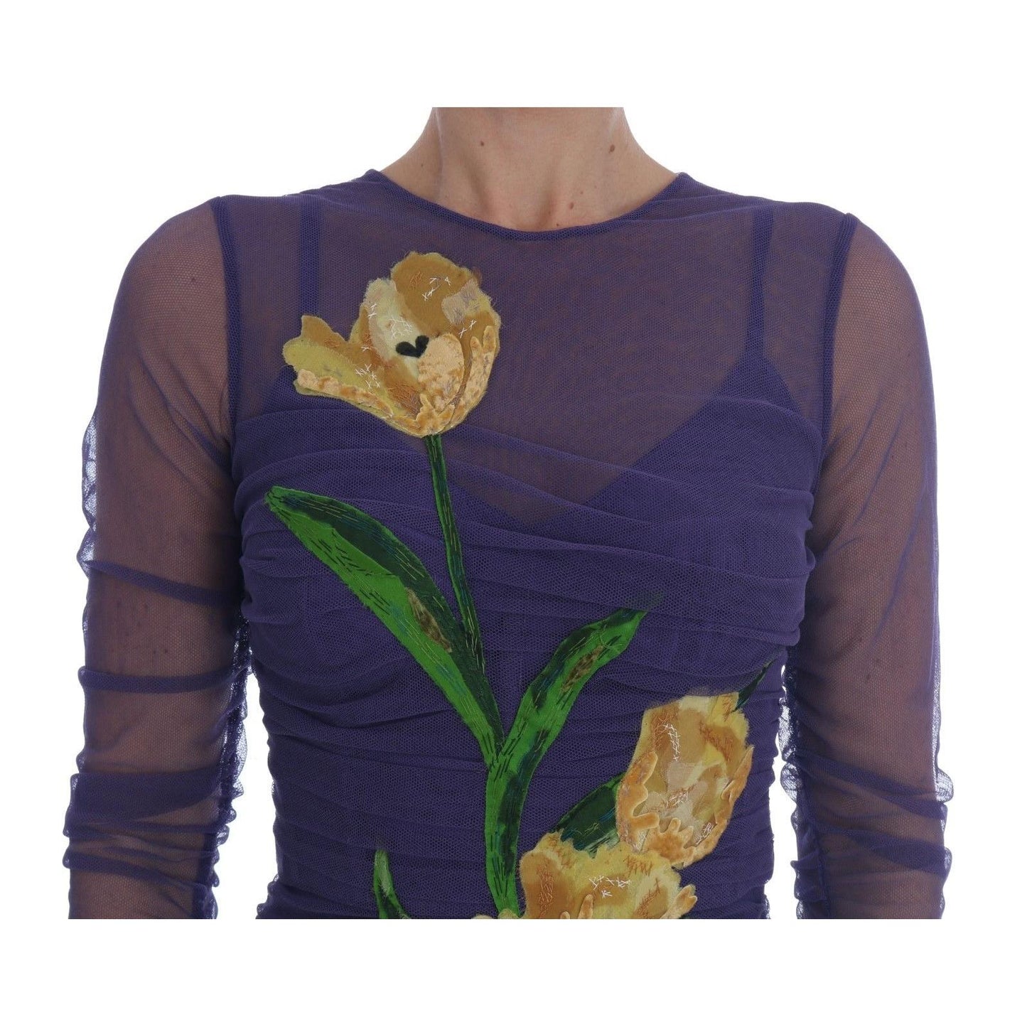 Purple Floral Tulip Stretch Sheath Dress