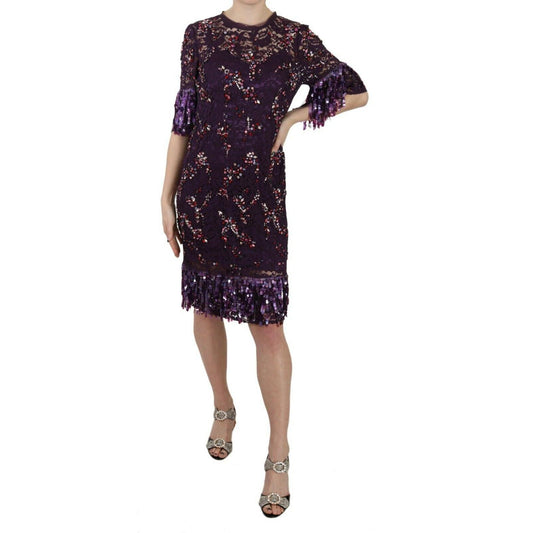 Purple floral lace crystal embedded dress - coffeewithmee2