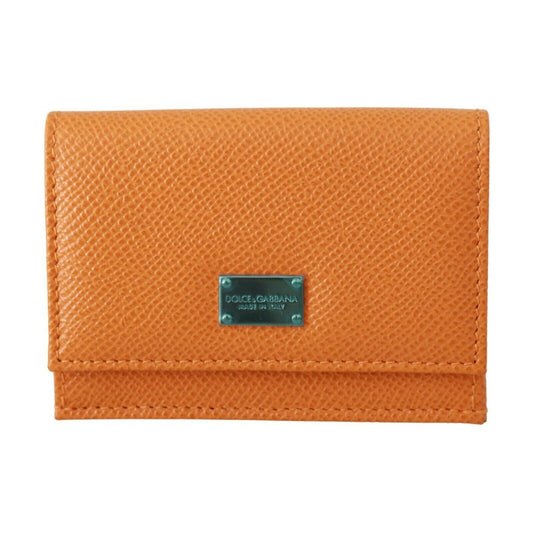 Orange Leather Trifold Continental Logo Clutch Wallet - coffeewithmee2