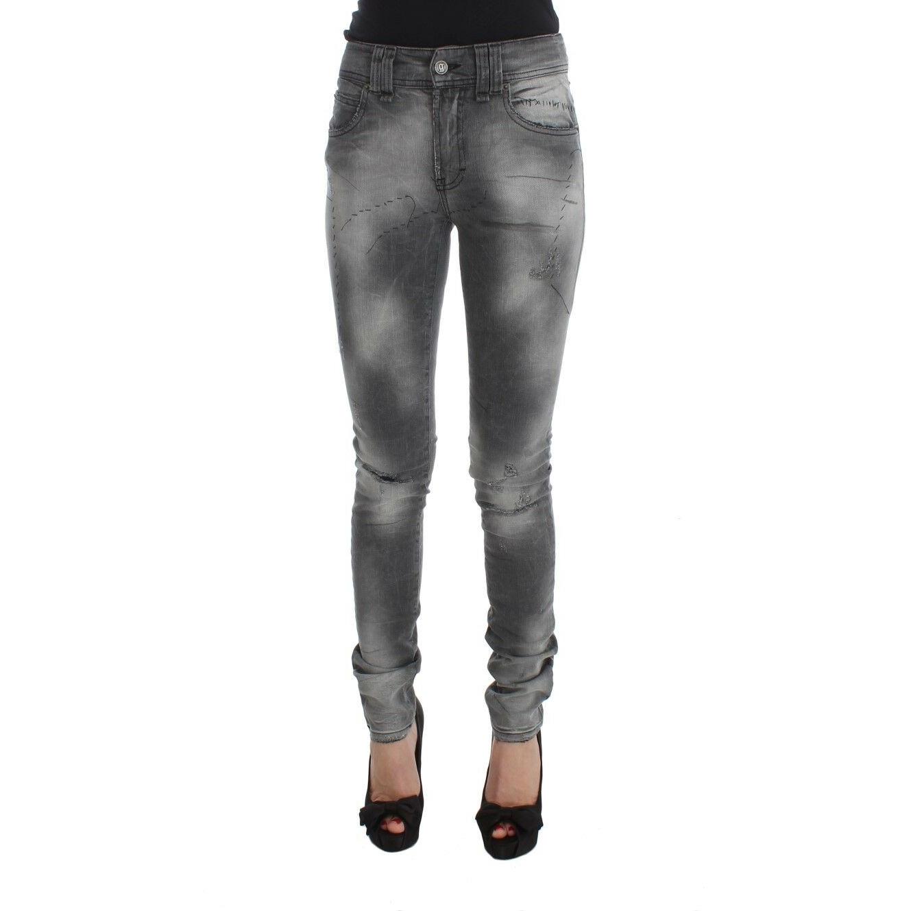 Gray Wash Cotton Blend Slim Fit Denim Jeans Pants