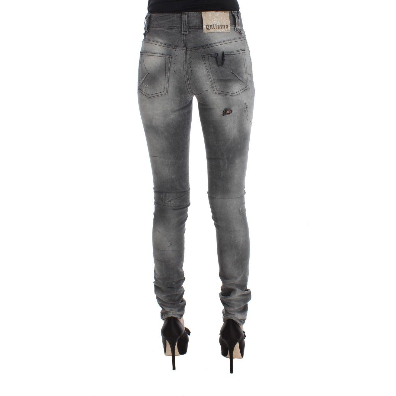 Gray Wash Cotton Blend Slim Fit Denim Jeans Pants