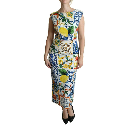Multicolor Majolica Sheath Maxi Dress