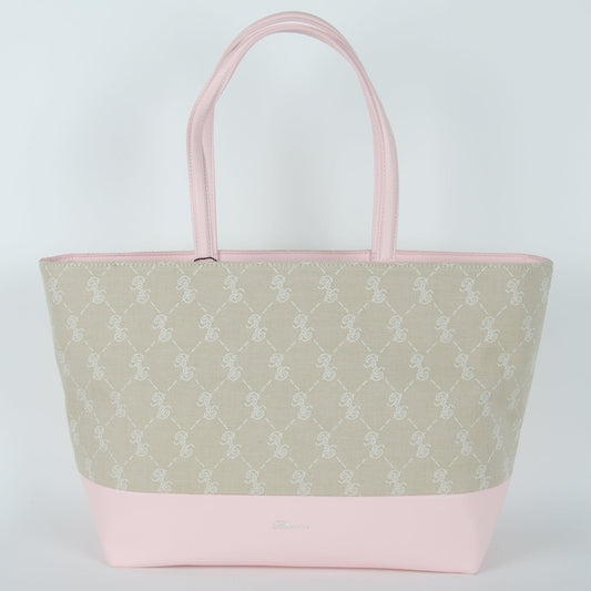 Pink Beige Cotton Diane Shopping  Shoulder Bag - coffeewithmee2