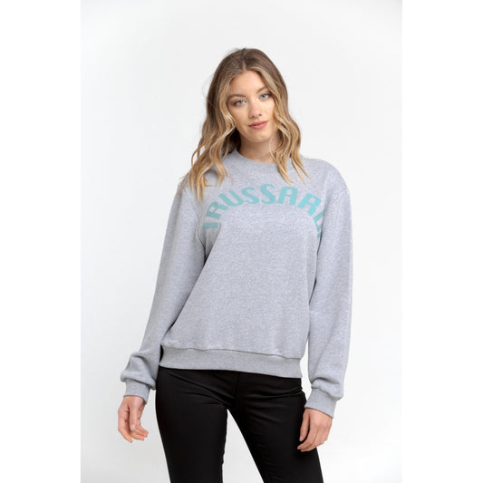 E Melange Grey Print Water Green Sweater