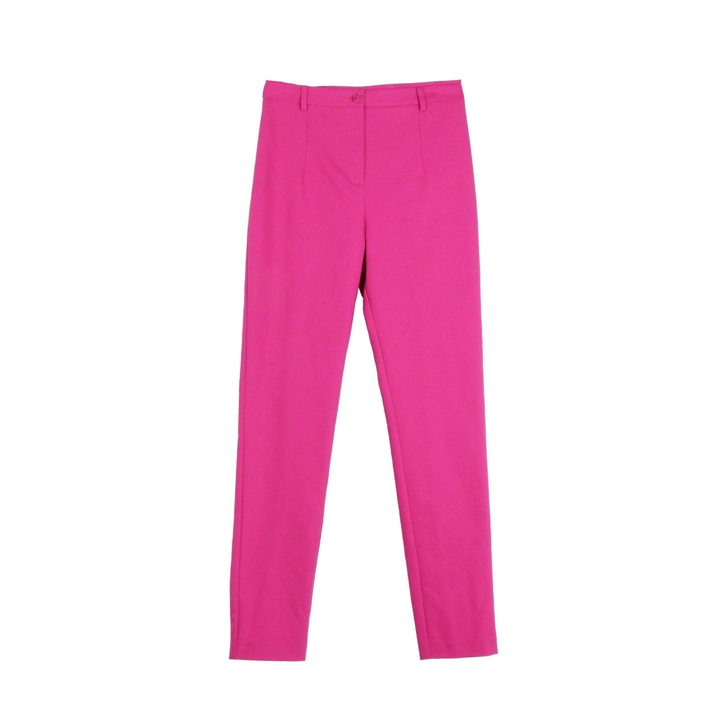 Fuchsia Cotton & Polyester Slim Pants