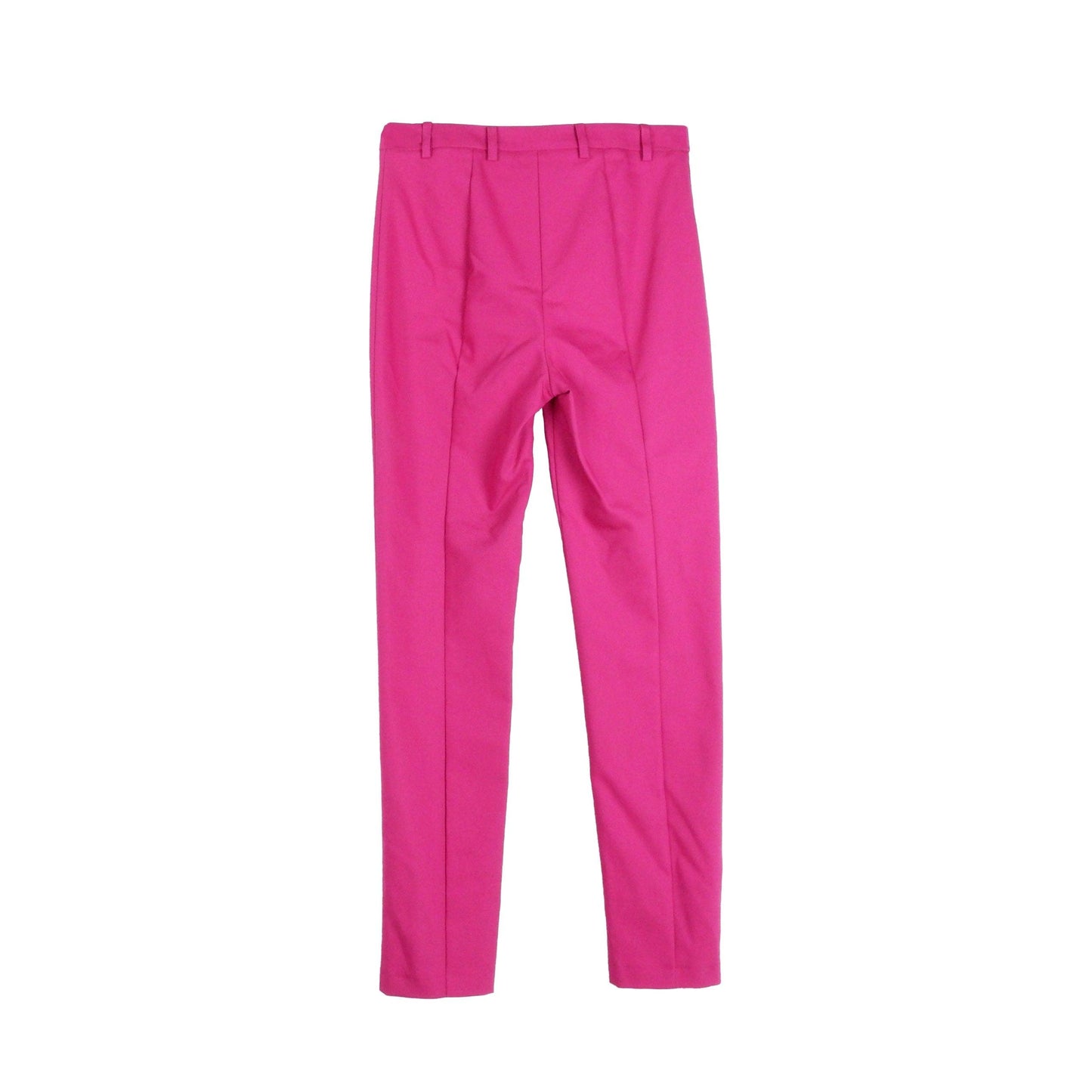 Fuchsia Cotton & Polyester Slim Pants
