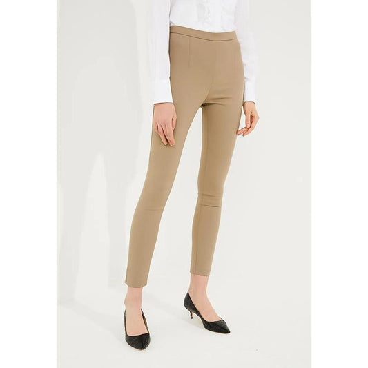 Brown Cotton High Waist Trousers Pants