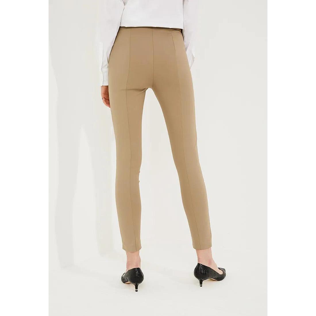 Brown Cotton High Waist Trousers Pants
