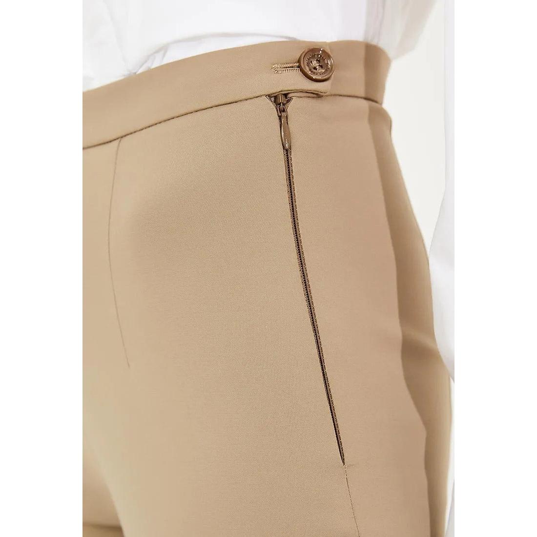 Brown Cotton High Waist Trousers Pants