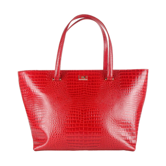 Red Calf Leather Medium Shopping Shoulder Bag - coffeewithmee2