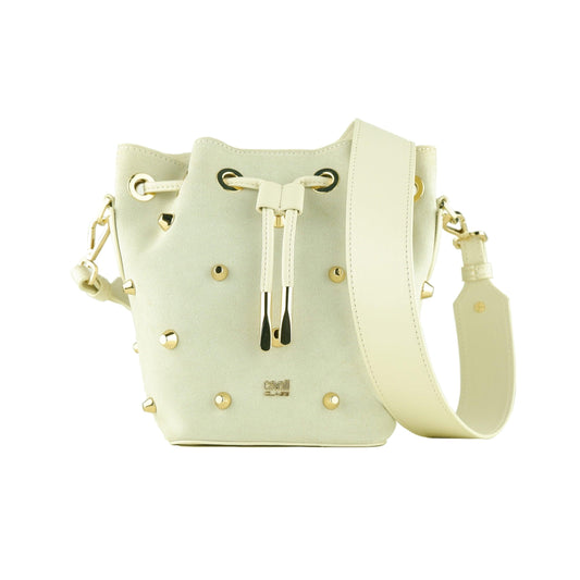 Grey Calf Leather Bucket Shoulder Bag - coffeewithmee2
