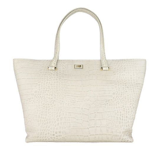 White Calf Leather Class Handbag - coffeewithmee2