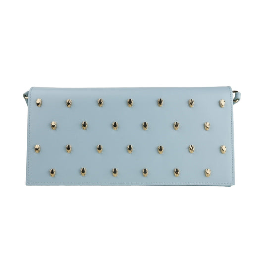Light Blue Calf Leather Crossbody Shoulder Bag - coffeewithmee2