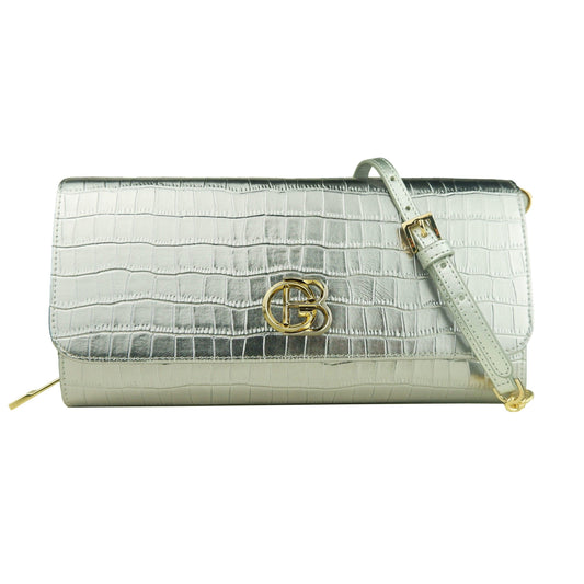 Silver Calf Leather Crossbody Shoulder Bag - coffeewithmee2