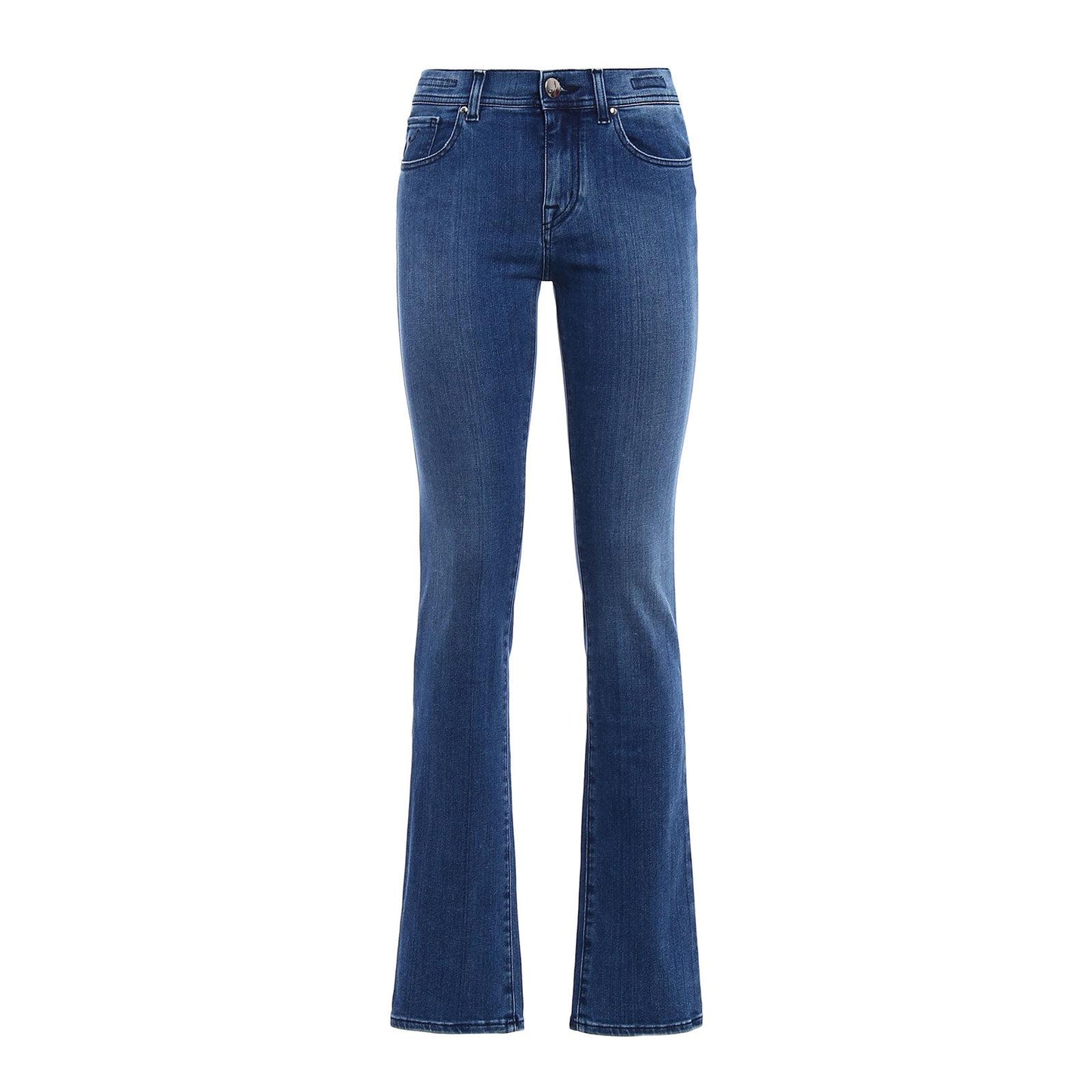 Blue Viscose & Cotton Denim Medium Waist Jeans